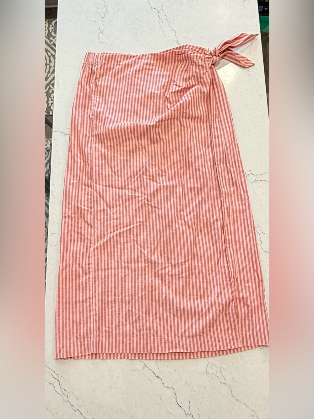 Universal Thread Pink Striped Cotton Wrap Maxi Skirt Side Tie Elastic L